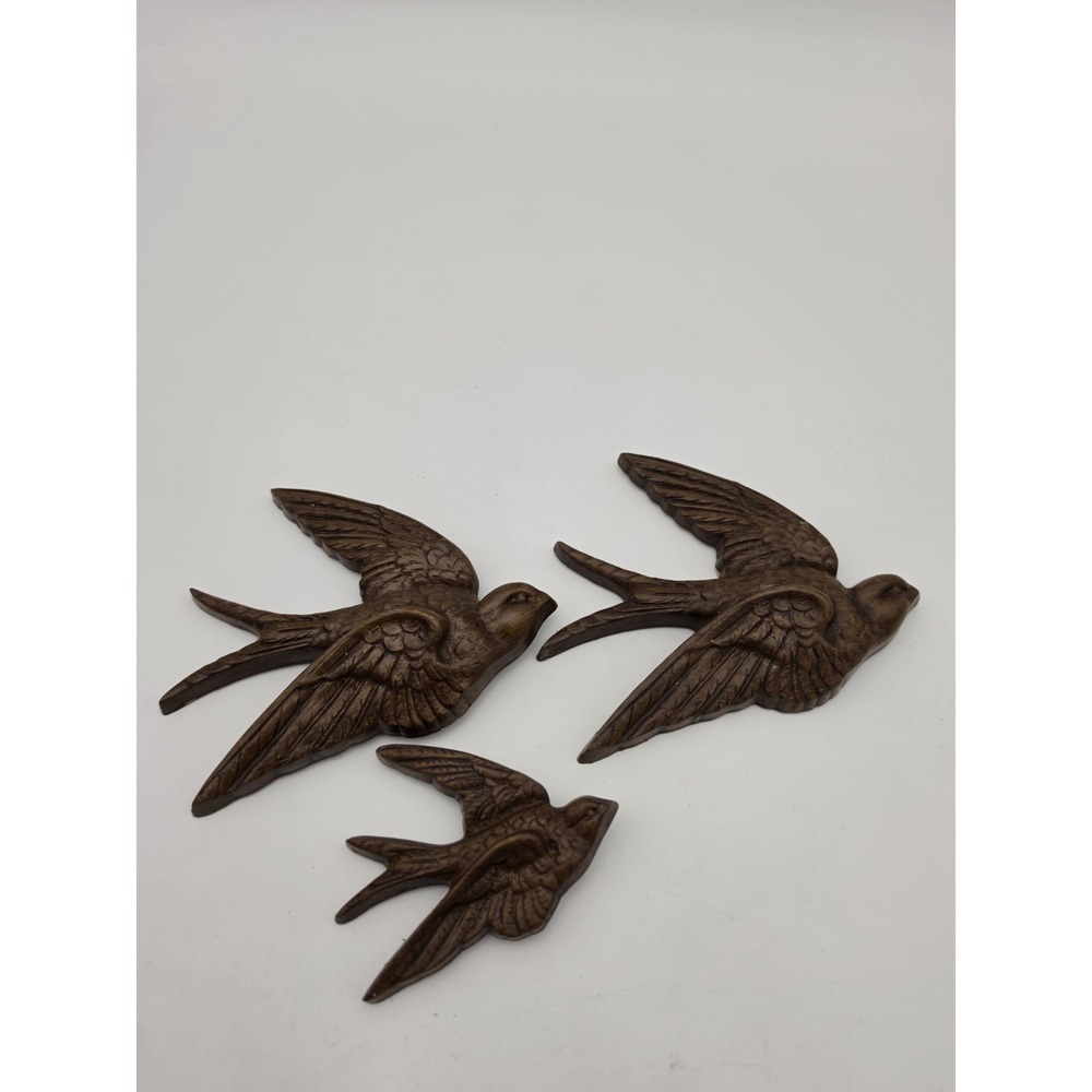 Vintage Set 3 Burwood #2650 Swallow Birds Flight 1983 Wall Hangings Plaques USA